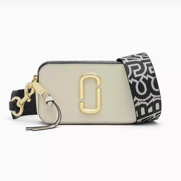 NWT! NEW! Marc Jacobs The Bi-Color Snapshot Cream and Black Crossbody Bag - Picture 1 of 16